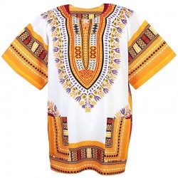 White and Orange Dashiki Shirt