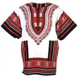 Camiseta Dashiki Blanco y Roja