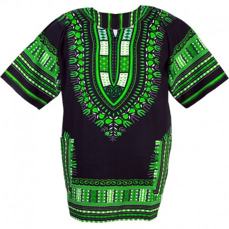Camiseta Dashiki Verde e preta