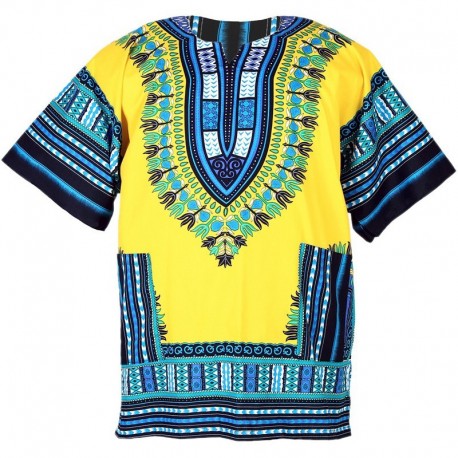 Camiseta Dashiki amarela e azul