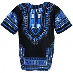 T shirt Dashiki bleu