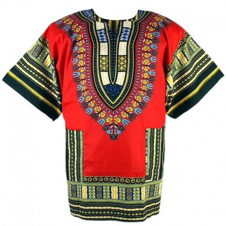 Camiseta Africana Dashiki Roja
