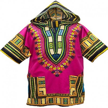 T-shirt Dashiki rose à capuche