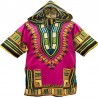 Maglietta rosa Dashiki con cappuccio