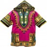 Maglietta rosa Dashiki con cappuccio