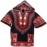 Camiseta Dashiki roja y negra con capucha