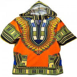 Camiseta Dashiki naranja con capucha