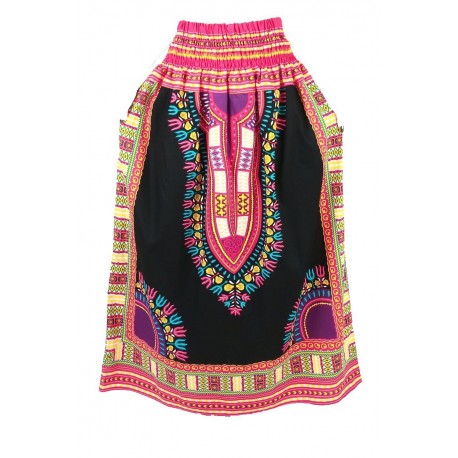 Gonna rosa e nera lungo africana Dashiki