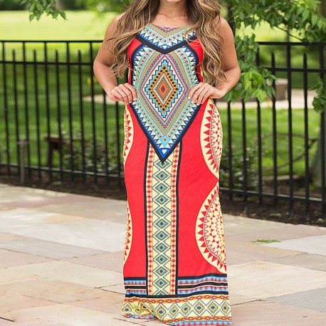 Red Yellow and Blue Tribal Ethnic Dress
