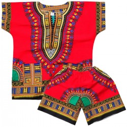 Dashiki rojo para niños | Camiseta y pantalón corto