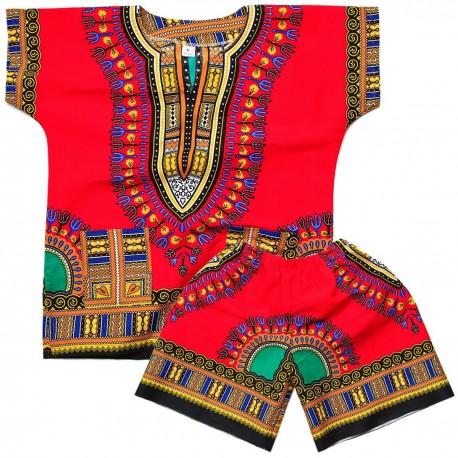 Dashiki Rouge Enfant | T-shirt & Short