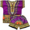 Dashiki viola per bambini| Maglietta e pantaloncini