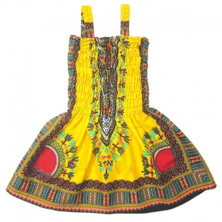 Vestito africano Dashiki giallo per Bambina