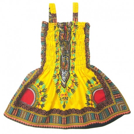 Yellow Dashiki Dress for Kids