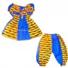 Ropa niños azul y amarilla hecha de tela africana Wax| camiseta y pantalones
