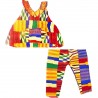 Abbigliamento bambina in tessuto africano Kente multicolore | Top e pantaloni