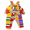 Abbigliamento bambina in tessuto africano Kente multicolore | Top e pantaloni
