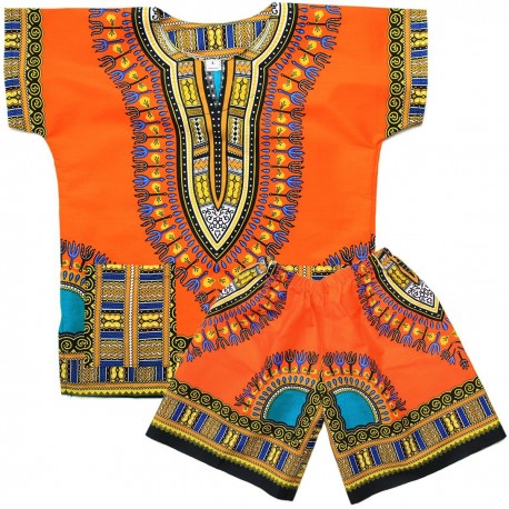 Dashiki naranja Niños | Camiseta y pantalones cortos