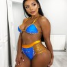 Kentekini Ethnic Swimsuit in gold and blue