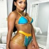 Maillot de Bain Ethnique Kentekini doré et vert