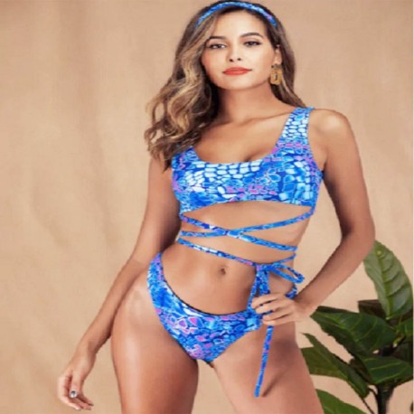 Sexy bohemian blue swimsuit for women