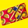Pochette ethnique en wax rouge et jaune