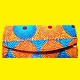 Pochette ethnique chic en tissu Wax bleu et orange