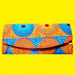 Pochette ethnique chic en tissu Wax bleu et orange