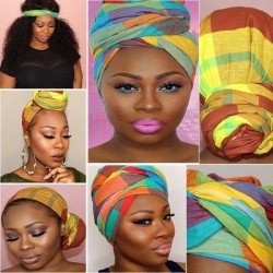 Green Multicolor madras headwrap