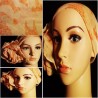 Turban head wrap light orange  with pattern