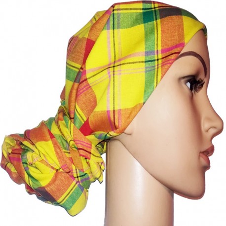 Yellow multicolor madras headwrap