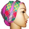 Pink multicolor madras headwrap