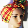 Foulard en madras jaune, vert et rouge