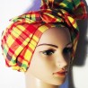 Turbante Madras gialla, verde e rossa| Accessorio per capelli