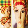 Turbante Madras gialla, verde e rossa| Accessorio per capelli