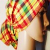 Turbante pañuelo Madras amarilla, verde y roja.| Accesorio Pelo