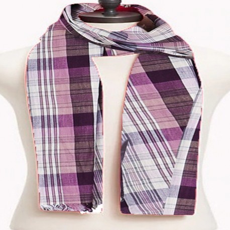 Multicolored purple Madras scarf for men