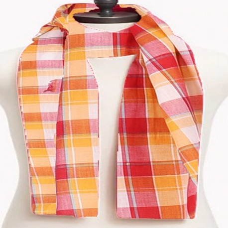 Bufanda naranja de madras multicolor para hombre