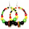 Red, yellow and green creole earrings 