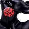 Vintage red and black leopard round earrings 