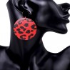 Vintage red and black leopard round earrings 