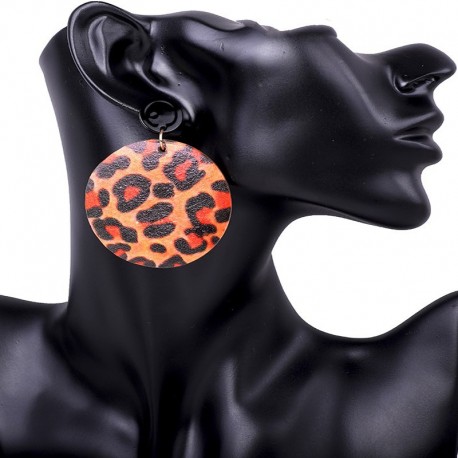 Pendientes redondos de leopardo multicolor