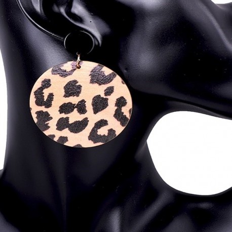 Orecchini rotondi leopardo da donna