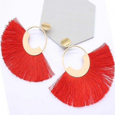 Red tassel earrings