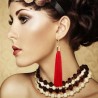 Long red tassel earrings