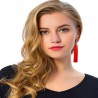 Long red tassel earrings