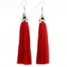 Long red tassel earrings