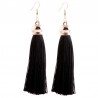 Elegantes aretes de borla negra para mujer