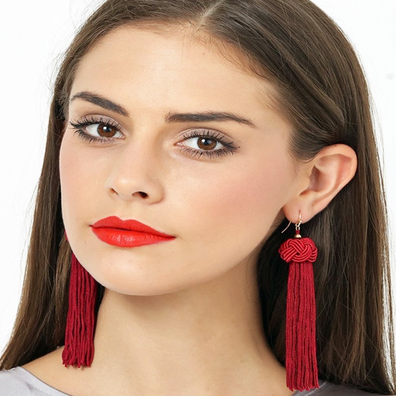 Boucles d'oreilles rouges bordeaux pour femme