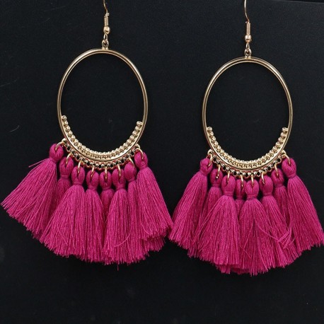 Boucles d'oreilles roses pompons pour femme